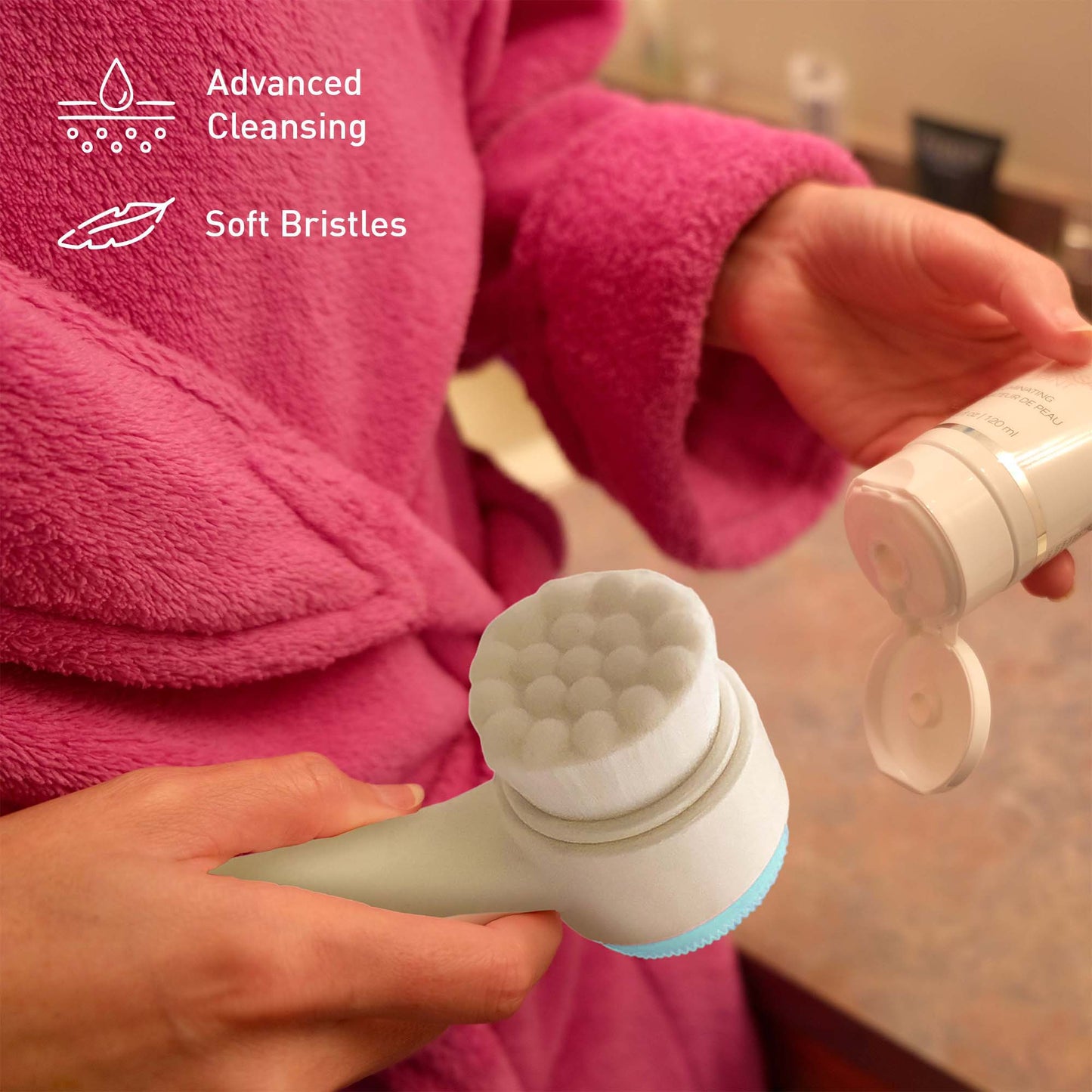 Radiant Beauty Bundle: Dual Sided Facial Cleansing Brush & Makeup Removal Wipes (12 Pack)