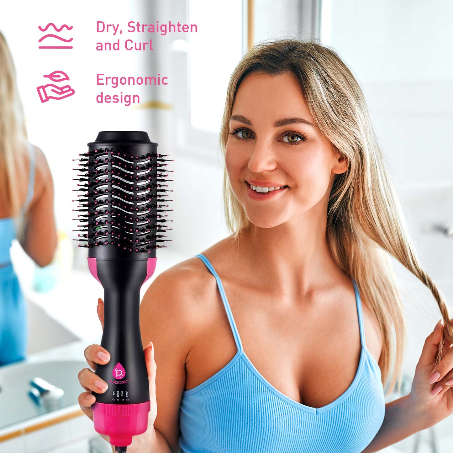 Hair Styling Power Bundle: One Step Hair Dryer & Volumizer Brush + Professional Salon Quality Flat Iron Hair Straightener With Free Travel Straightener